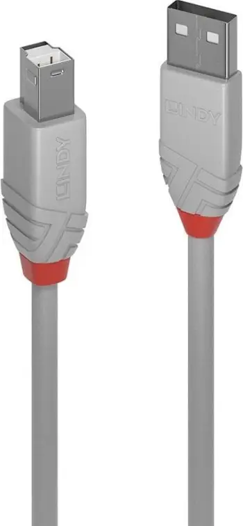 Kabllo Lindy 36681, USB-A në USB-B, 0.5m, e hirtë