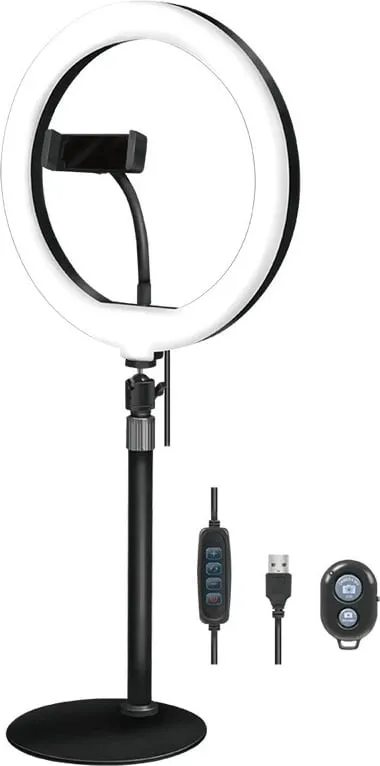Dritë unazore LED LogiLink AA0152, mbajtës për celular, 700 lm, 17.8 cm, USB - 1