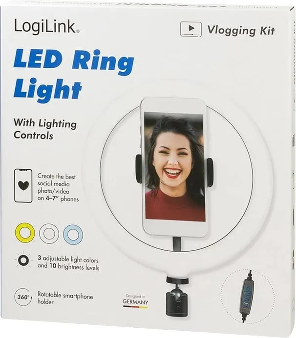 Dritë unazore LED LogiLink AA0151, 1.8m, USB, e zezë - 8