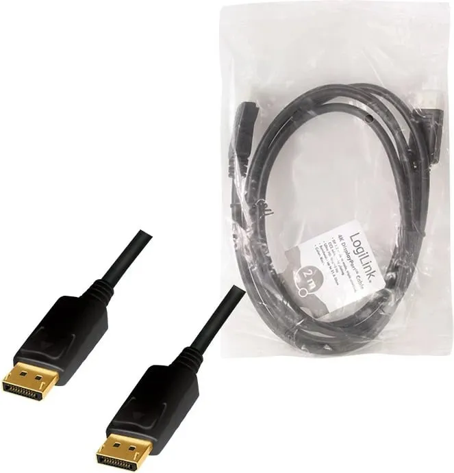 Kabllo DisplayPort LogiLink CD0101, 2m, 4K 60Hz, e zezë - 6