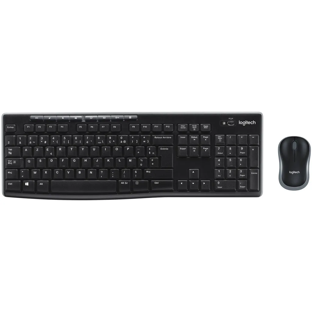 Komplet maus dhe tastierë Logitech MK270, Wireless, AZERTY, E zezë - 1
