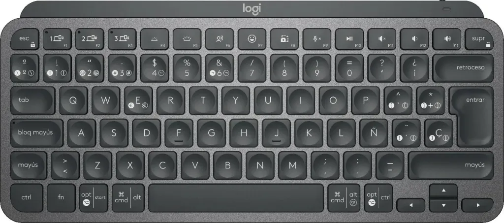 Tastierë Logitech MX Keys Mini, Wireless, RF Wireless + Bluetooth, QWERTY, LED, Grafit - 2