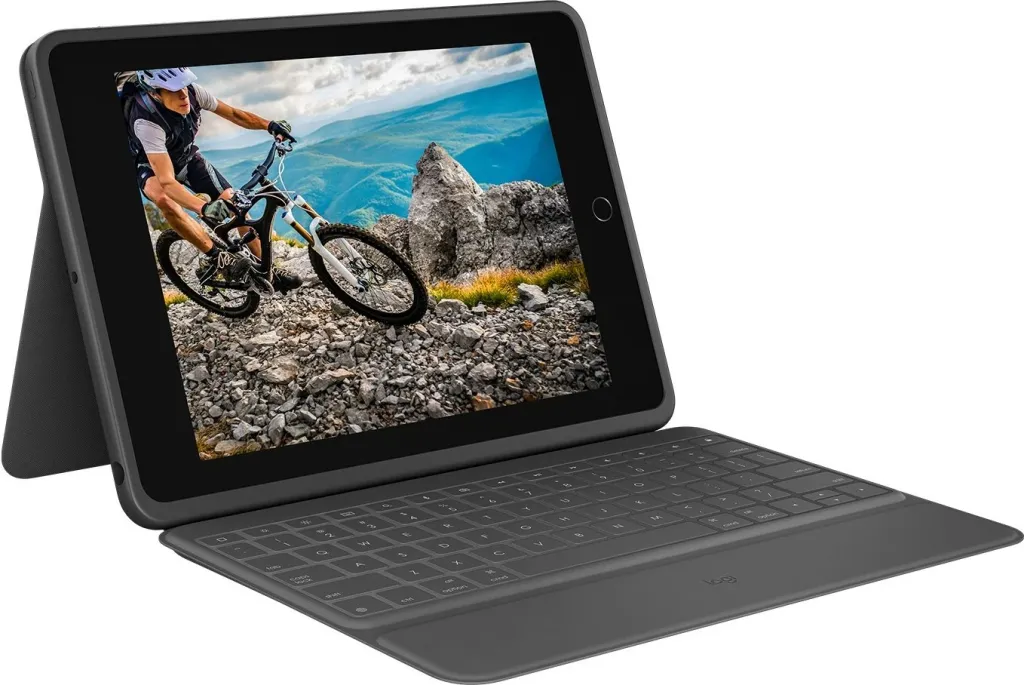 Mbështjellës me tastierë Logitech Rugged Folio për iPad 7/8, AZERTY, grafit - 1