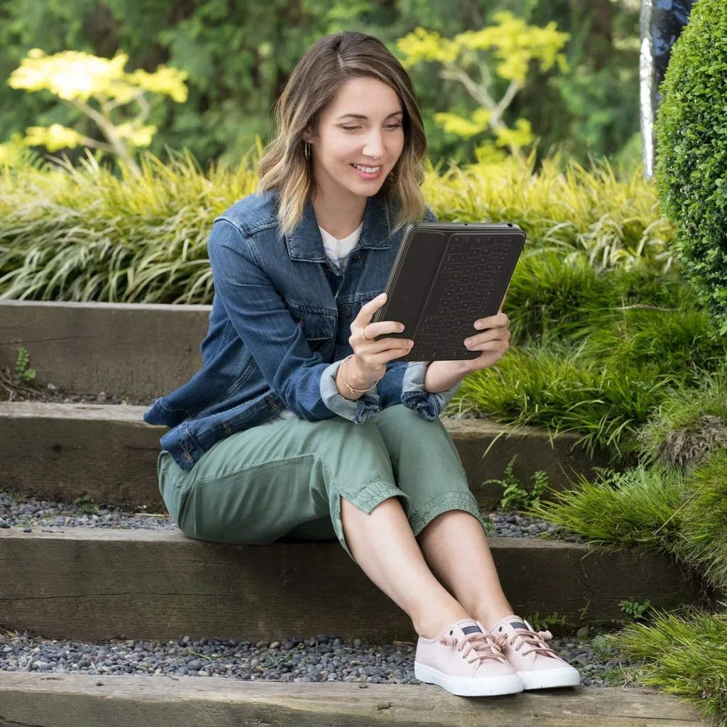 Mbështjellës me tastierë Logitech Rugged Folio për iPad 7/8, AZERTY, grafit - 5