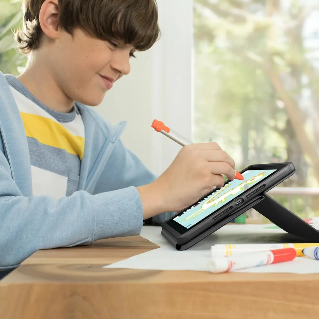 Mbështjellës me tastierë Logitech Rugged Folio për iPad 7/8, AZERTY, grafit - 7