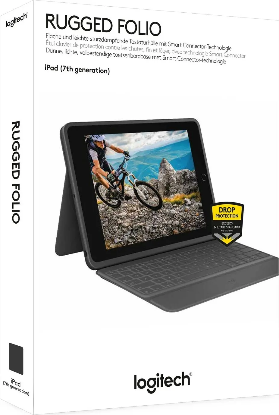 Mbështjellës me tastierë Logitech Rugged Folio për iPad 7/8, AZERTY, grafit - 9