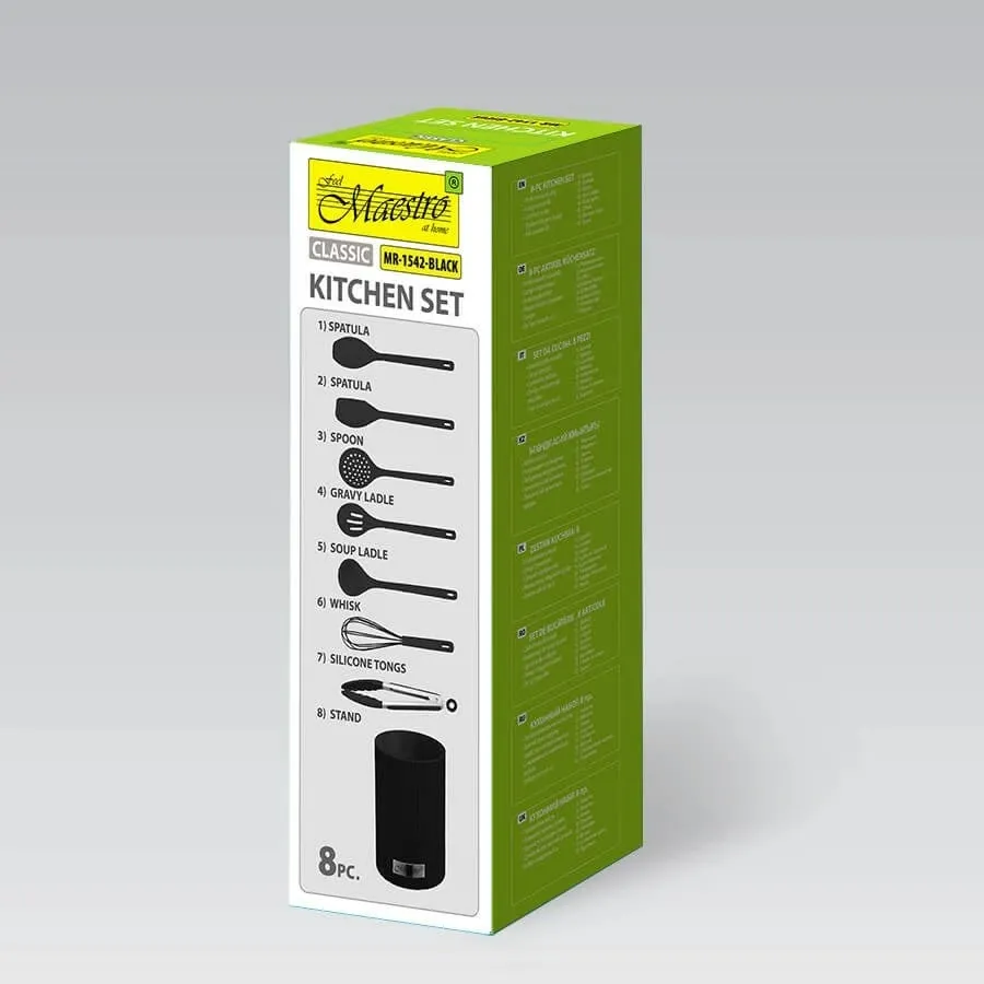 Set veglash kuzhine Maestro MR-1542-BLACK, 8 pjesë, Silikon, Zi - 6