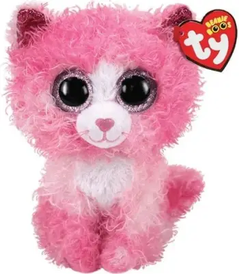 Lodër pelushi TY Boo Reagan Pink Cat, madhësi mesatare, rozë
