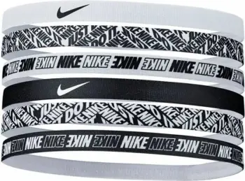 Shiritë flokësh Nike Printed Hairbands 6-Pack, me silikon antirrëshqitje, bardh e zi