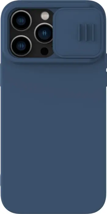 Mbështjellës Nillkin CamShield Silky Silicone për iPhone 14 Pro, me mbrojtëse kamere, Blu
