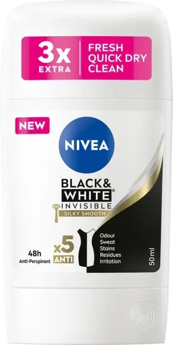 Deodorant antiperspirant Nivea Black & White Invisible Silky Smooth, stick 50ml