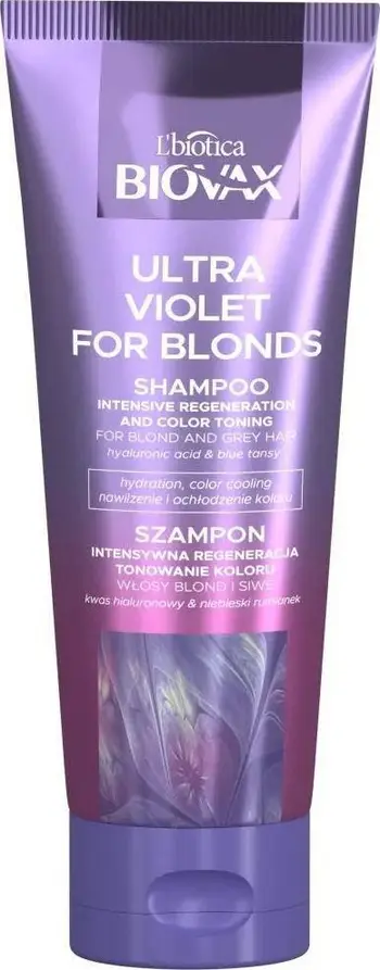 Shampo për flokë L’BIOTICA Biovax Ultra Violet, rigjeneruese tonifikuese, për flokë biond dhe gri, 200ml