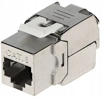 Konektor keystone FX RJ45 8, Cat 8, shielded, i argjendtë