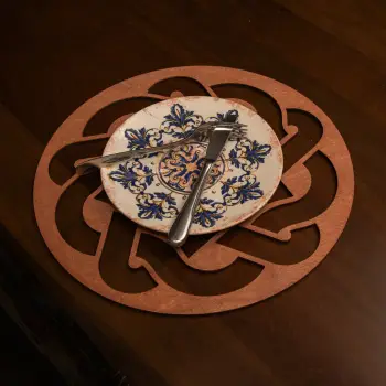 Set nënshimesh tavoline prej druri, ngjyrë rozë, Hermia Don, 4 copë