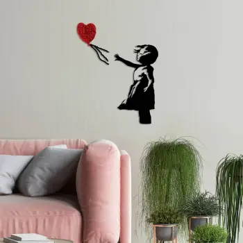 Aksesor dekorativ metalik për mur, Wallity Banksy, 13-1, ngjyrë e kuqe dhe e zezë, 105x85cm