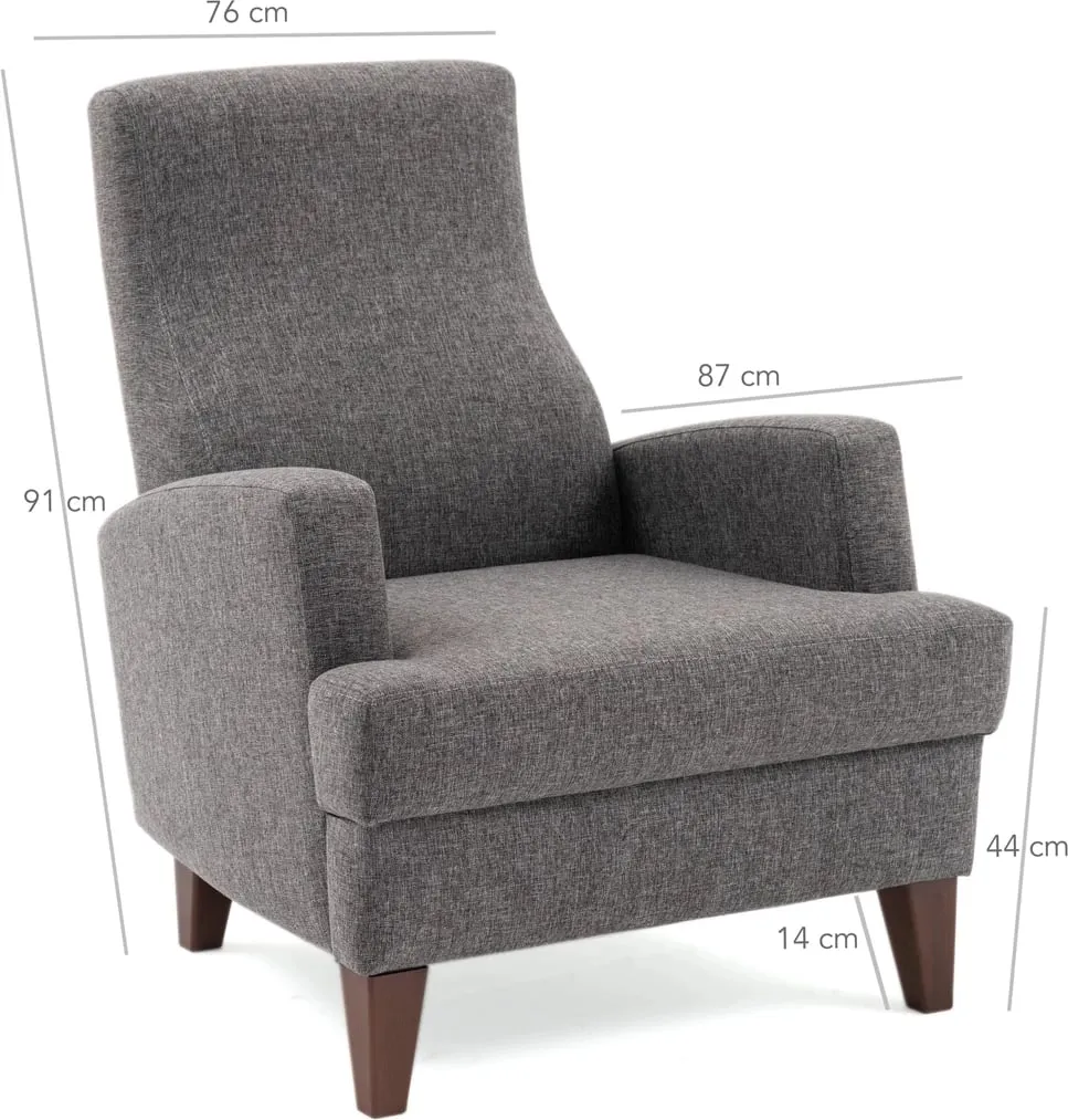 Karrige bergere Wing, ngjyrë gri e errët, Atelier del Sofa - 4
