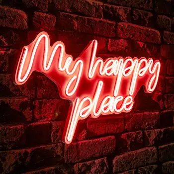Dekor dritash LED plastike, My Happy Place, ngjyrë e kuqe
