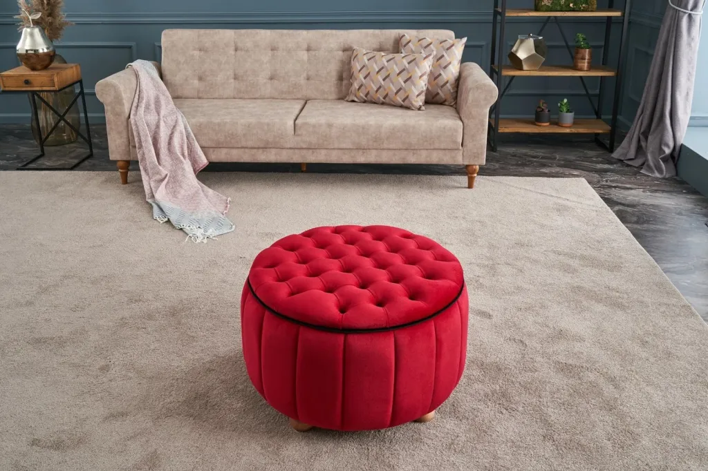 Puf i kuq prej kadifeje, Atelier del Sofa, Jasmin - 2