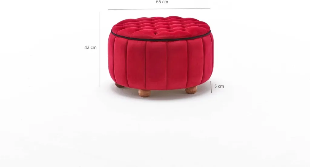 Puf i kuq prej kadifeje, Atelier del Sofa, Jasmin - 7