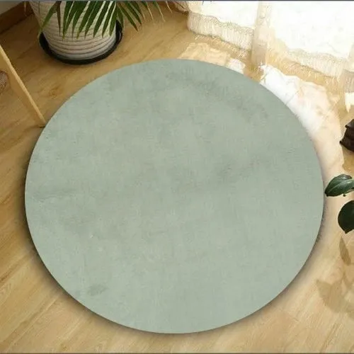 Qilim oval, plush, ngjyrë gri e çelët, 80 cm - 1