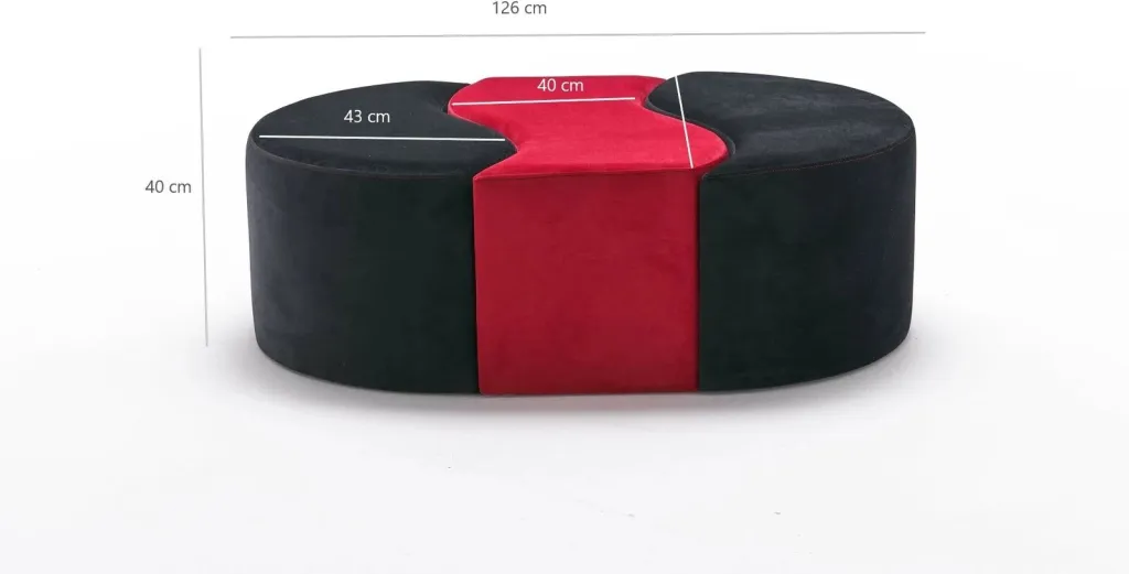 Puf Atelier del Sofa Alya, ngjyrë e zezë dhe e kuqe - 6