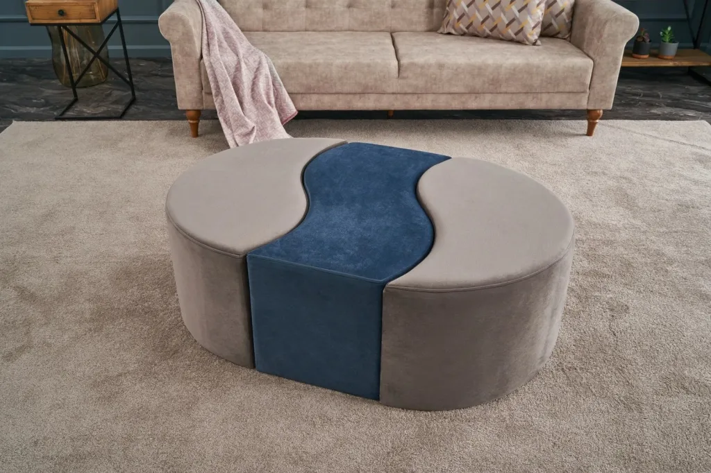 Puf Atelier del Sofa Alya, ngjyrë mink dhe kaltër - 1