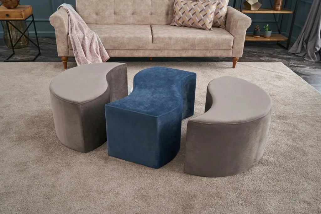 Puf Atelier del Sofa Alya, ngjyrë mink dhe kaltër - 2