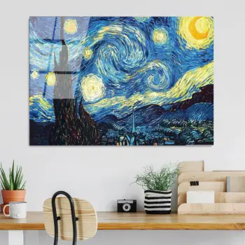 Pikturë dekorative prej xhami të temperuar, Starry Night, shumëngjyrëshe, 70x100cm, UV-203