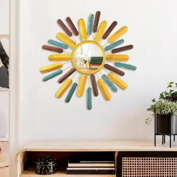 Pasqyrë dekorative, model dielli, shumëngjyrëshe, Mirror Sun 2, 75x75x4cm