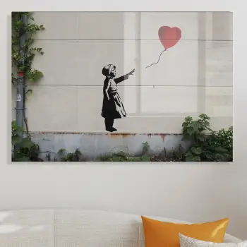 Pikturë dekorative prej xhami të temperuar, Banksy, UV-030, 70x100cm