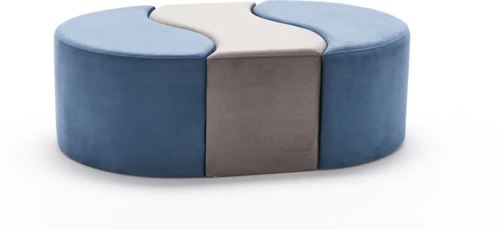 Puf modern Atelier del Sofa, Alya, ngjyrë kaltër dhe mink - 5