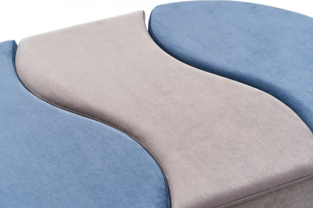 Puf modern Atelier del Sofa, Alya, ngjyrë kaltër dhe mink - 6
