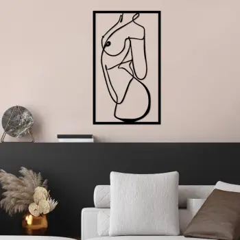 Aksesor dekorativ metalik për mur, Wallity, Body 4, ngjyrë e zezë, 42x70cm