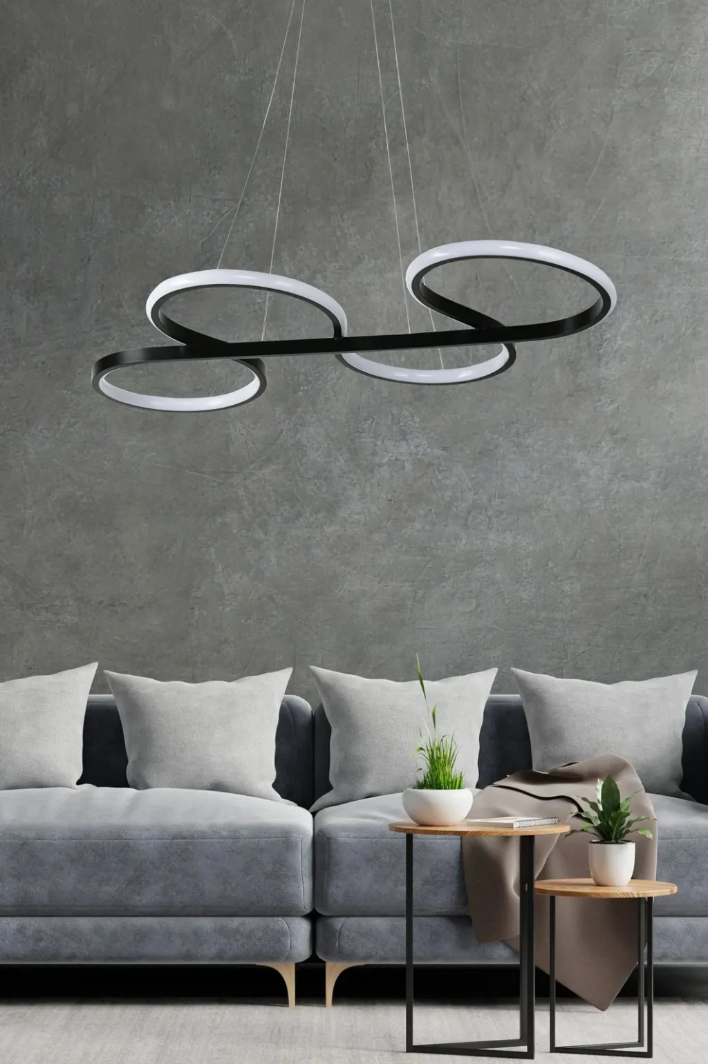 Llambë tavani moderne Opviq, ngjyrë e zezë, dritë e verdhë, Swing - 1