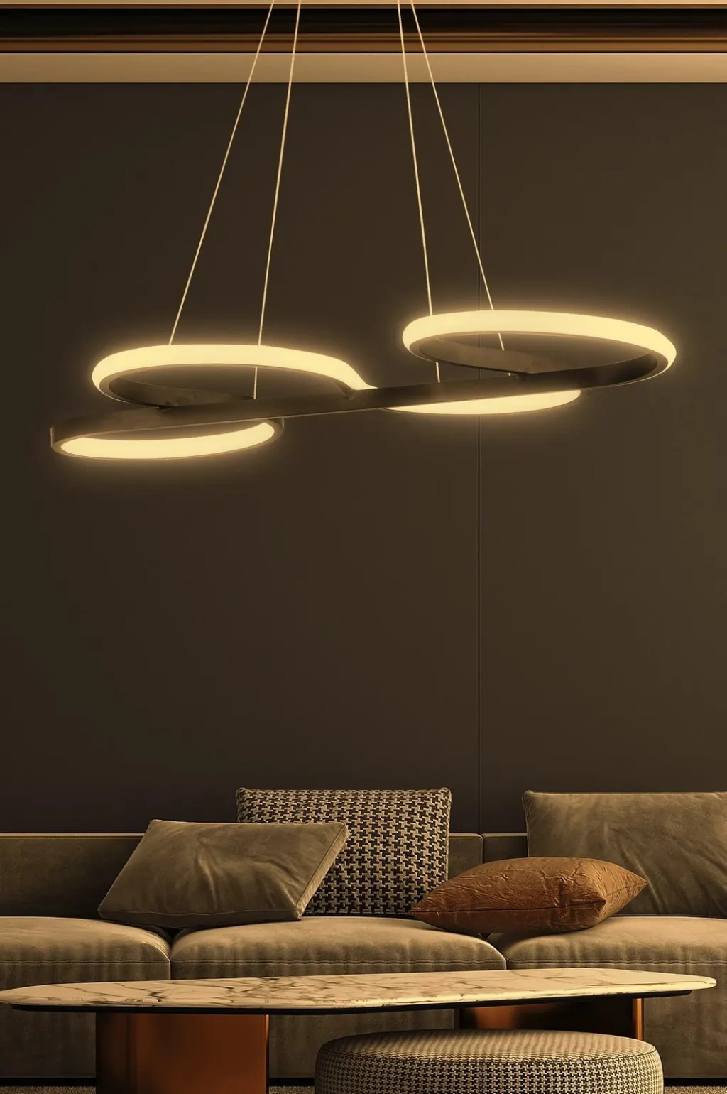 Llambë tavani moderne Opviq, ngjyrë e zezë, dritë e verdhë, Swing - 3