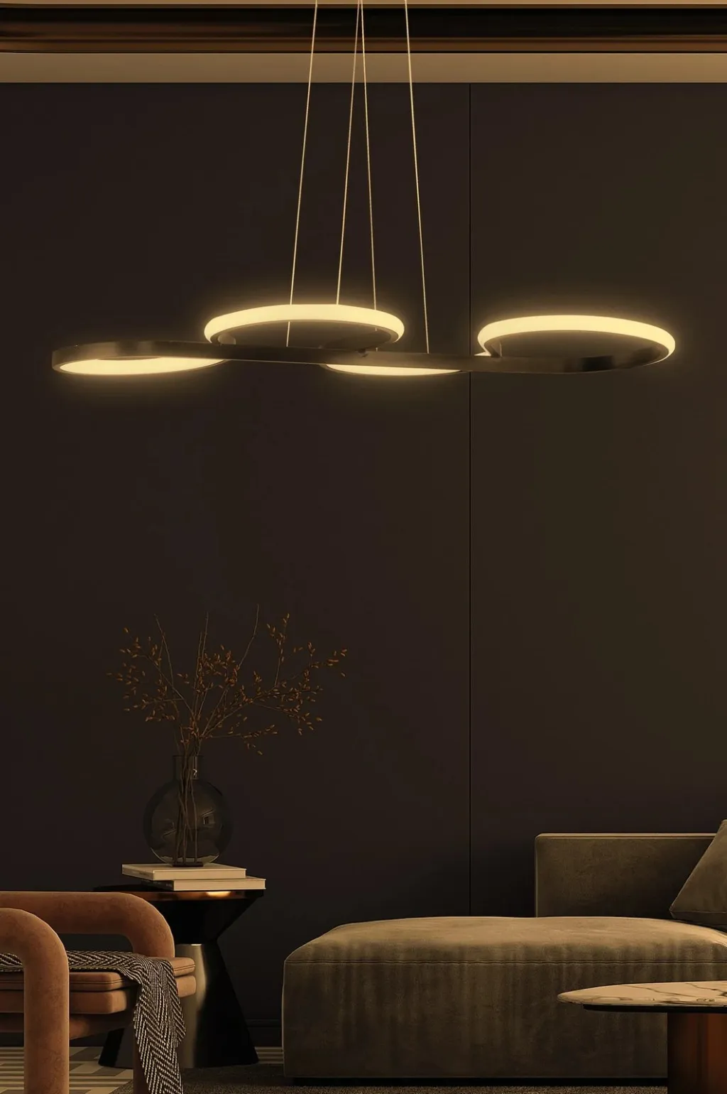 Llambë tavani moderne Opviq, ngjyrë e zezë, dritë e verdhë, Swing - 4