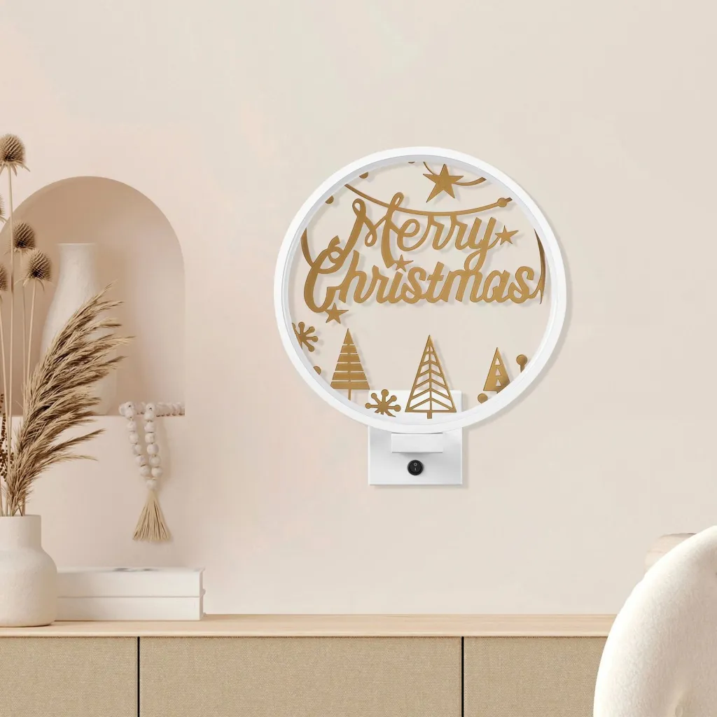 Llambë muri dekorative, ngjyrë e bardhë dhe ari, XMAS28 - 3