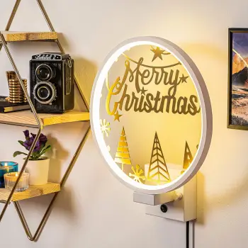 Llambë muri dekorative, ngjyrë e bardhë dhe ari, XMAS28