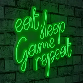 Dritë dekorative plastike LED, jeshile, eat sleep game repeat