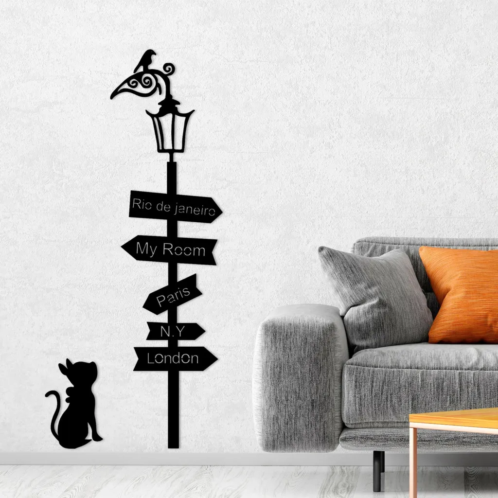 Aksesor dekorativ metalik për mur Wallity, Where To Go? - 2