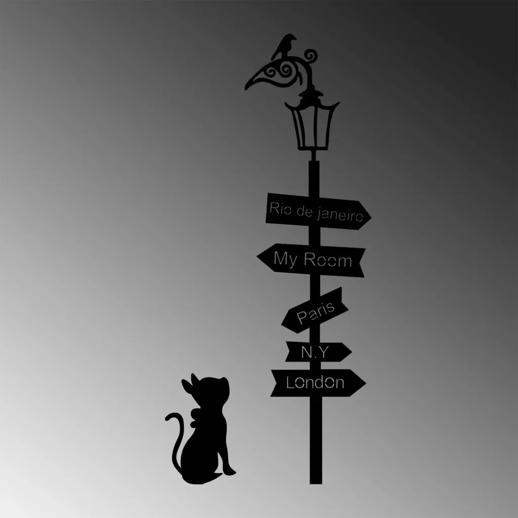 Aksesor dekorativ metalik për mur Wallity, Where To Go? - 5