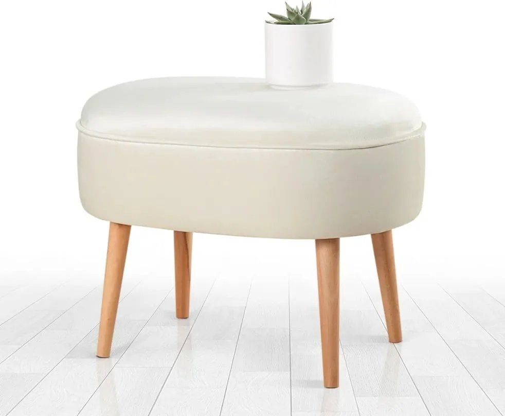 Puf Atelier del Sofa, kadife, ngjyrë krem - 1