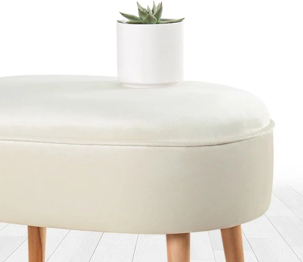 Puf Atelier del Sofa, kadife, ngjyrë krem - 4