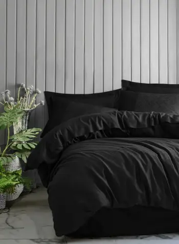Set mbulesë për jorgan dopio, saten, Jacquard, ngjyrë e zezë, L'essentiel, Dama
