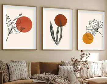 Pikturë dekorative me kornizë MDF (3 copë), Wallity, Huhu215, 50x35cm