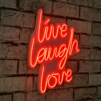 Dritë dekorative LED në mur, plastikë, 'live laugh love', e kuqe