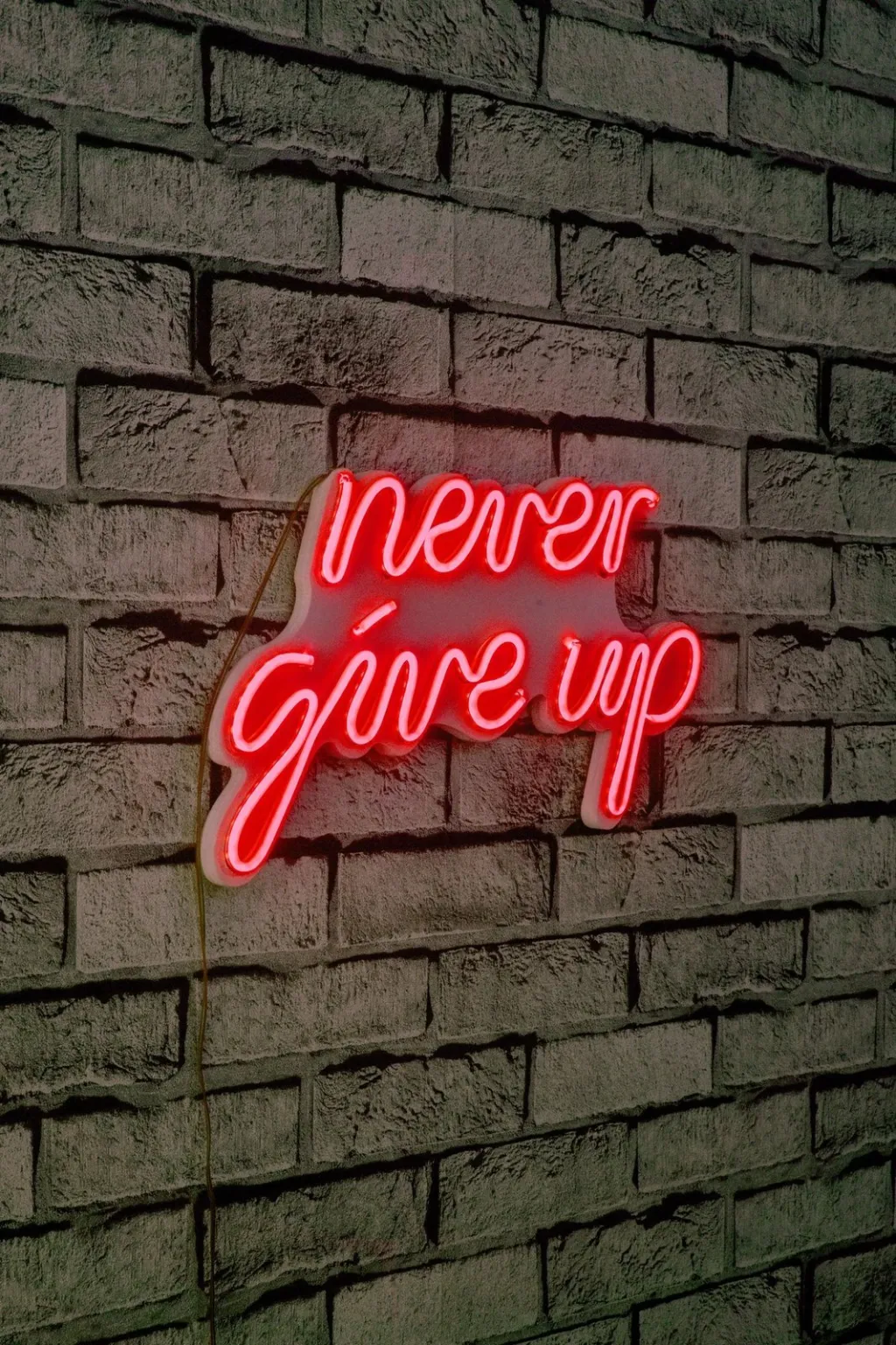 Dekor dritash LED plastike, 'never give up', ngjyrë e kuqe - 2