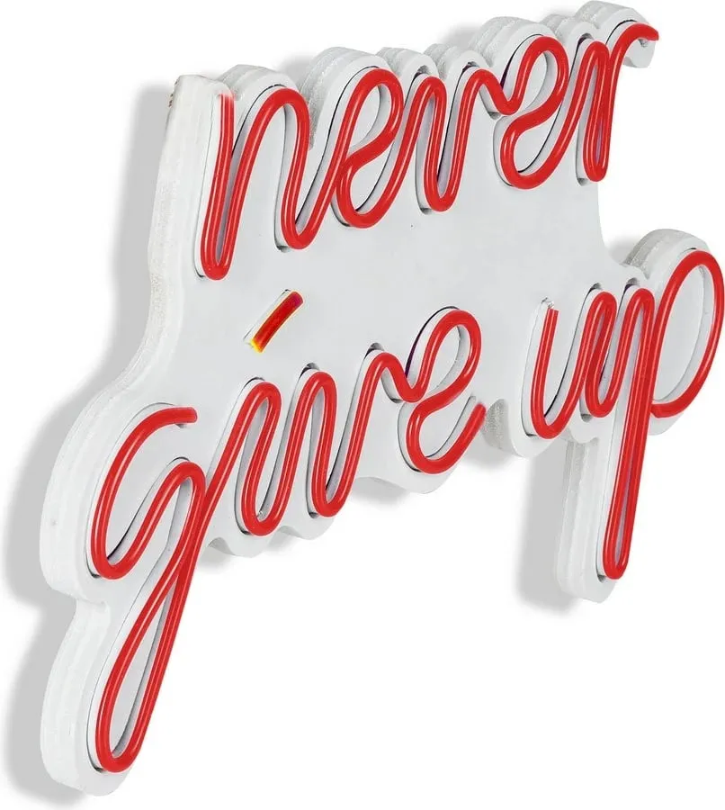 Dekor dritash LED plastike, 'never give up', ngjyrë e kuqe - 8