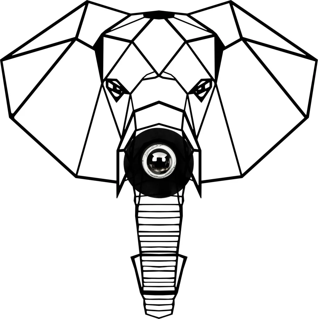 Llambë muri Opviq, ngjyrë e zezë, model elefant, W-034 - 2