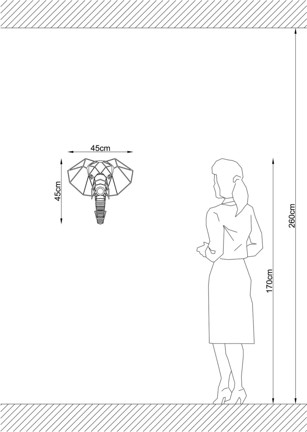 Llambë muri Opviq, ngjyrë e zezë, model elefant, W-034 - 3